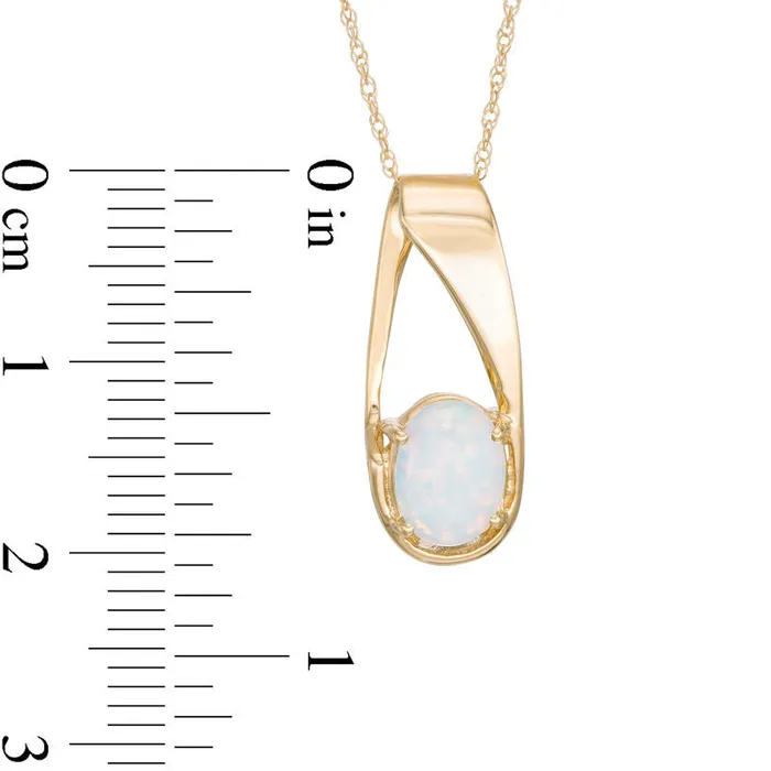 Necklaces Goldia Oval LabCreated Opal Pendant in 10K Yellow Gold Necklaces Goldia Oval LabCreated Opal Pendant in 10K Yellow Gold