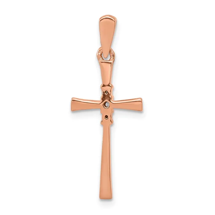 Necklaces Goldia Solid 14k Rose Gold 03ct Simulated CZ Cross Pendant Necklaces Goldia Solid 14k Rose Gold 03ct Simulated CZ Cross Pendant