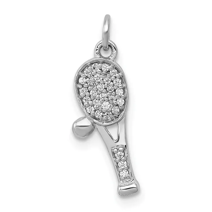 Necklaces Goldia Solid 14k White Gold Simulated CZ RacKet and Ball Pendant