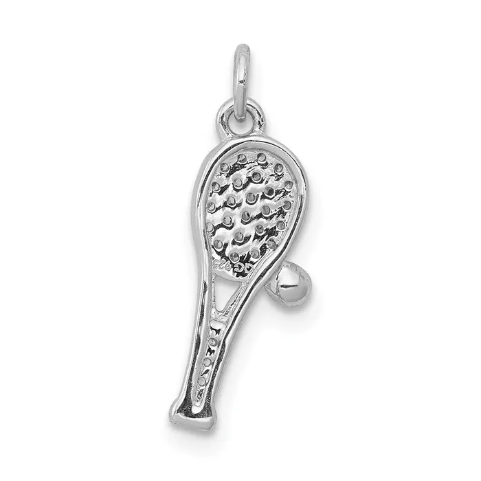 Necklaces Goldia Solid 14k White Gold Simulated CZ RacKet and Ball Pendant