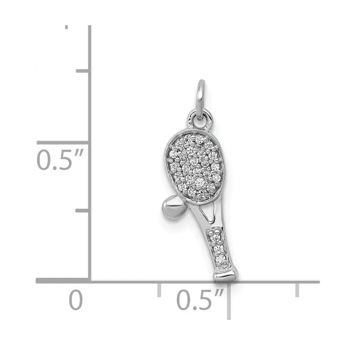 Necklaces Goldia Solid 14k White Gold Simulated CZ RacKet and Ball Pendant