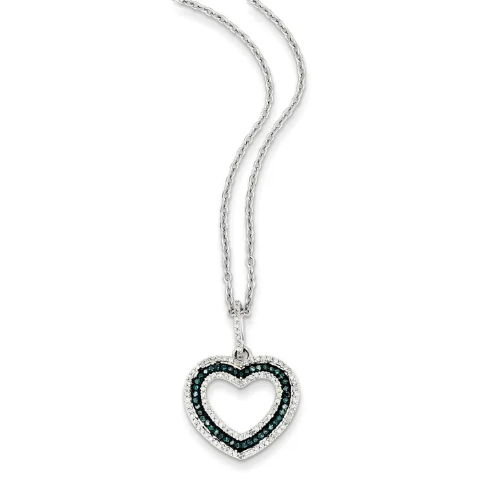 Necklaces Goldia Sterling Silver Blue and White Diamond Heart Pendant