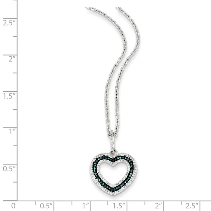 Necklaces Goldia Sterling Silver Blue and White Diamond Heart Pendant