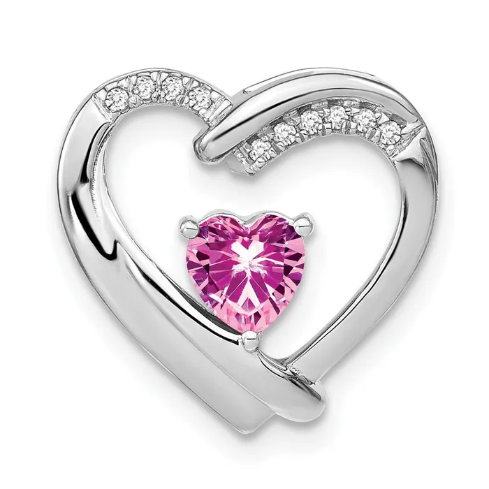 Necklaces Goldia Sterling Silver Created Pink Sapphire and Real Diamond Pendant Necklaces Goldia Sterling Silver Created Pink Sapphire and Real Diamond Pendant