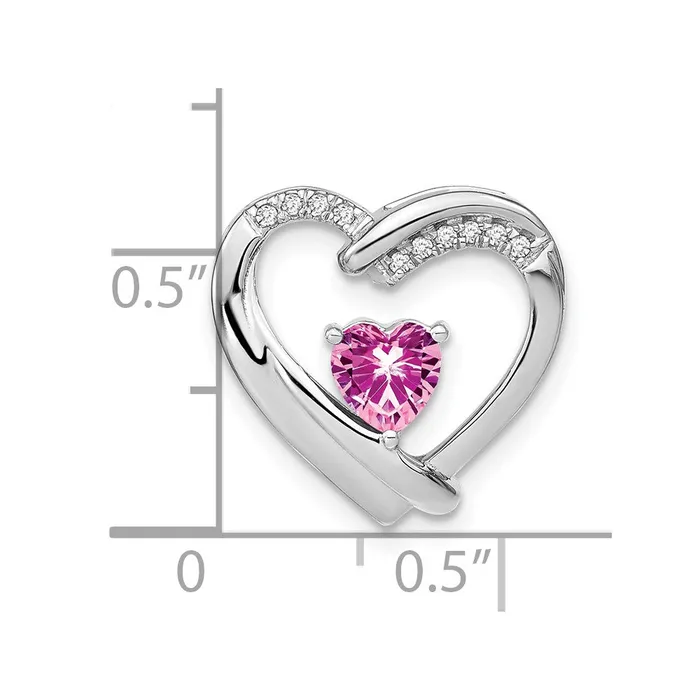 Necklaces Goldia Sterling Silver Created Pink Sapphire and Real Diamond Pendant