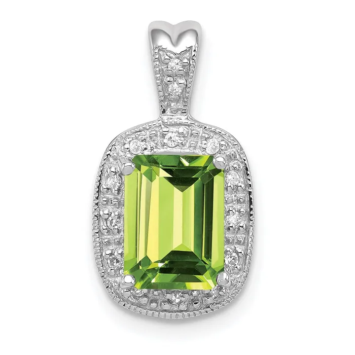 Necklaces Goldia Sterling Silver Rhodium Peridot u0026 Diamond Pendant
