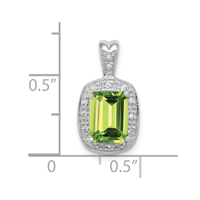 Necklaces Goldia Sterling Silver Rhodium Peridot u0026 Diamond Pendant