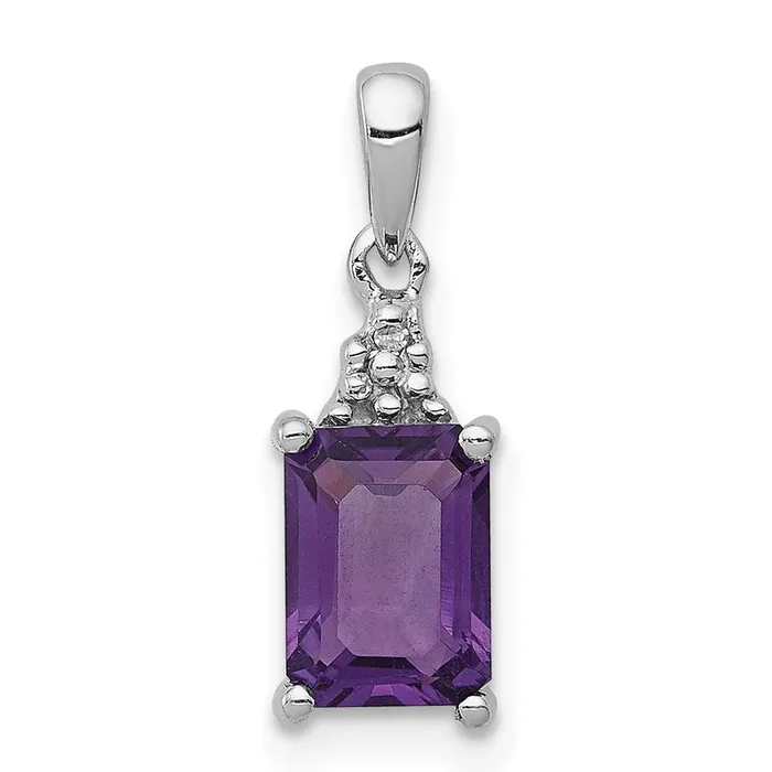 Necklaces Goldia Sterling Silver Rhodium Plated Amethyst and Diamond Pendant