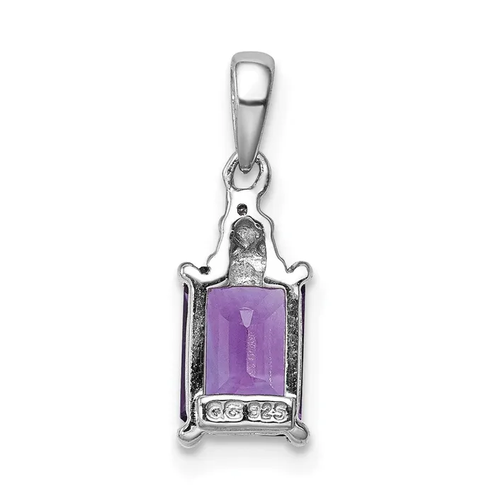 Necklaces Goldia Sterling Silver Rhodium Plated Amethyst and Diamond Pendant