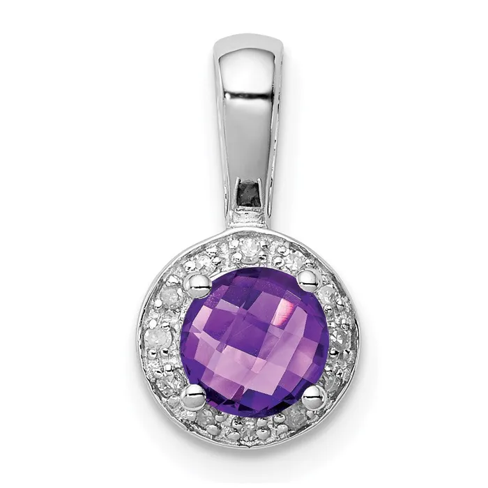 Necklaces Goldia Sterling Silver Rhodiumplated Diamond Amethyst Pendant