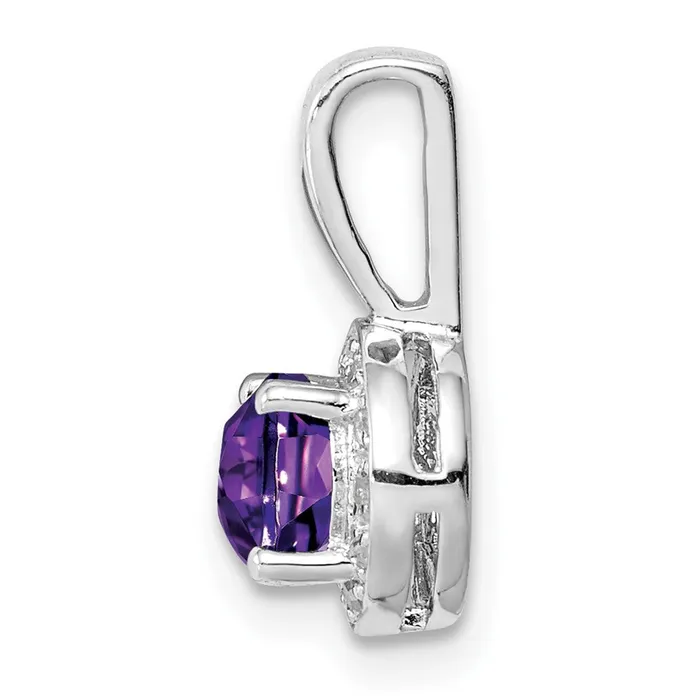 Necklaces Goldia Sterling Silver Rhodiumplated Diamond Amethyst Pendant