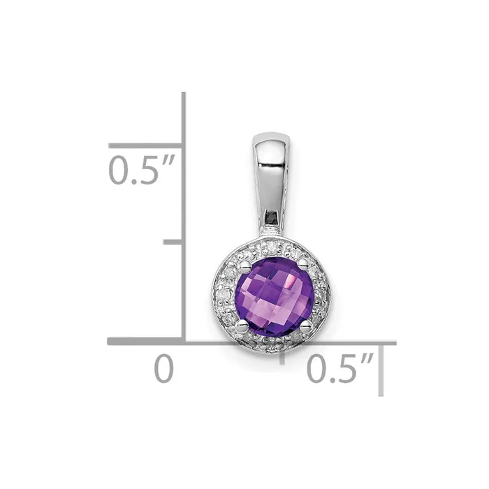 Necklaces Goldia Sterling Silver Rhodiumplated Diamond Amethyst Pendant
