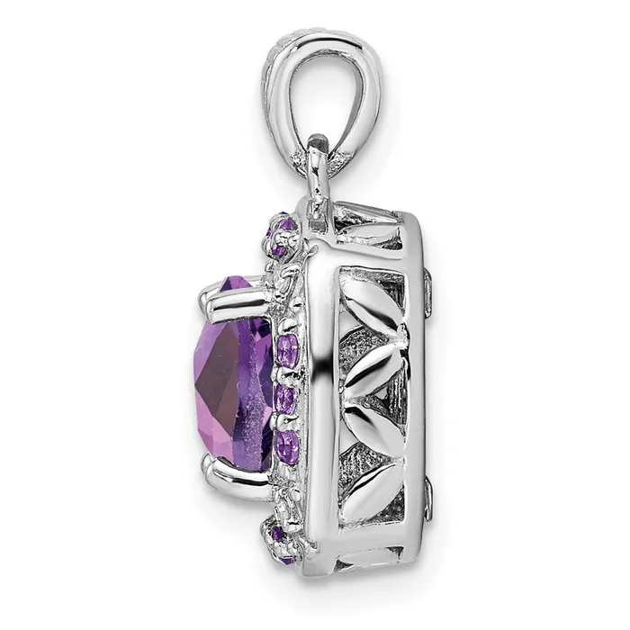 Necklaces Goldia Sterling Silver Rhodiumplated Diamond and Amethyst Square Pendant