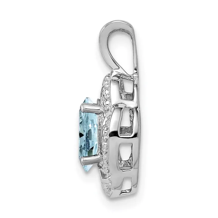 Necklaces Goldia Sterling Silver Rhodiumplated Diamond u0026 Aquamarine Pendant