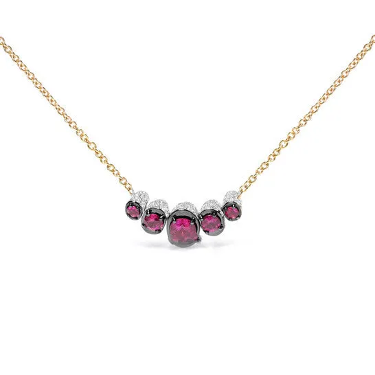 Necklaces JMS always Original 18K Rose Gold 34 Cttw Pave Diamonds Graduated Red Ruby Gemstone Curved Bar Choker Necklace GH Color SI1SI2 Clarity Necklaces JMS always Original 18K Rose Gold 34 Cttw Pave Diamonds Graduated Red Ruby Gemstone Curved Bar Choker Necklace GH Color SI1SI2 Clarity