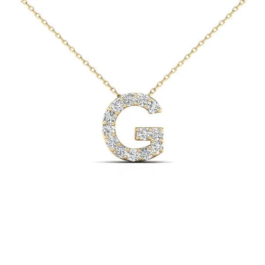 Necklaces JMS always Original Maulijewels 14K Yellow Gold Initial G Set With 013 Carat Natural Round White Diamond Comes With 18 Gold Cable Chain Necklaces JMS always Original Maulijewels 14K Yellow Gold Initial G Set With 013 Carat Natural Round White Diamond Comes With 18 Gold Cable Chain