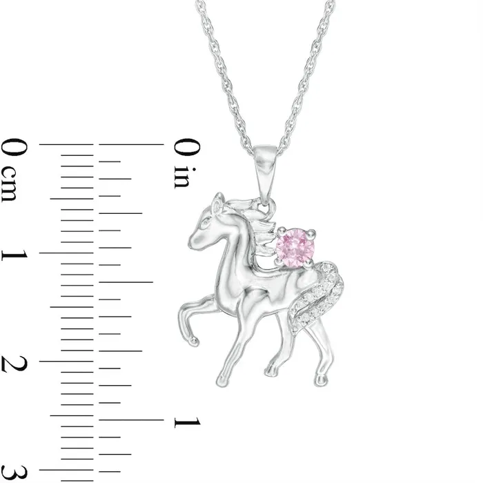 Necklaces LabCreated Pink Sapphire and Diamond Accent Prancing Horse Pendant in Sterling Silver Goldia Necklaces LabCreated Pink Sapphire and Diamond Accent Prancing Horse Pendant in Sterling Silver Goldia