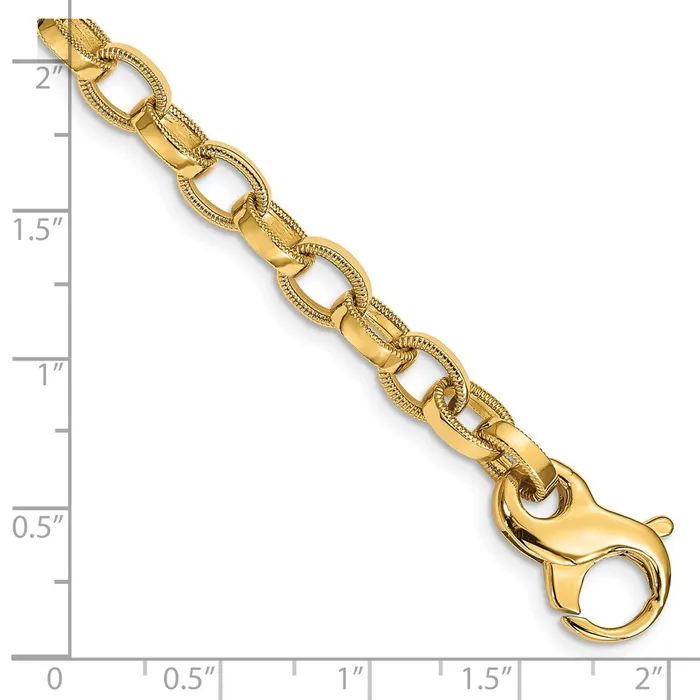 Necklaces MDS Solid 14K Yellow Gold 24 inch 62mm Hand Polished with Ridged Edge Fancy Link Fancy Lobster Clasp Chain Necklace Necklaces MDS Solid 14K Yellow Gold 24 inch 62mm Hand Polished with Ridged Edge Fancy Link Fancy Lobster Clasp Chain Necklace