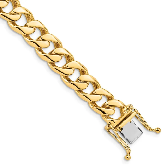 Necklaces Solid 14K Yellow Gold 20 inch 97mm Hand Polished Flat Beveled Curb Link with Box Catch Clasp Chain Necklace MDS Necklaces Solid 14K Yellow Gold 20 inch 97mm Hand Polished Flat Beveled Curb Link with Box Catch Clasp Chain Necklace MDS