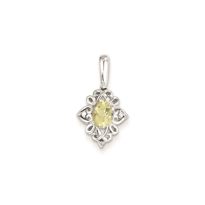 Necklaces Sterling Silver Lemon Quartz Diamond Pendant Goldia