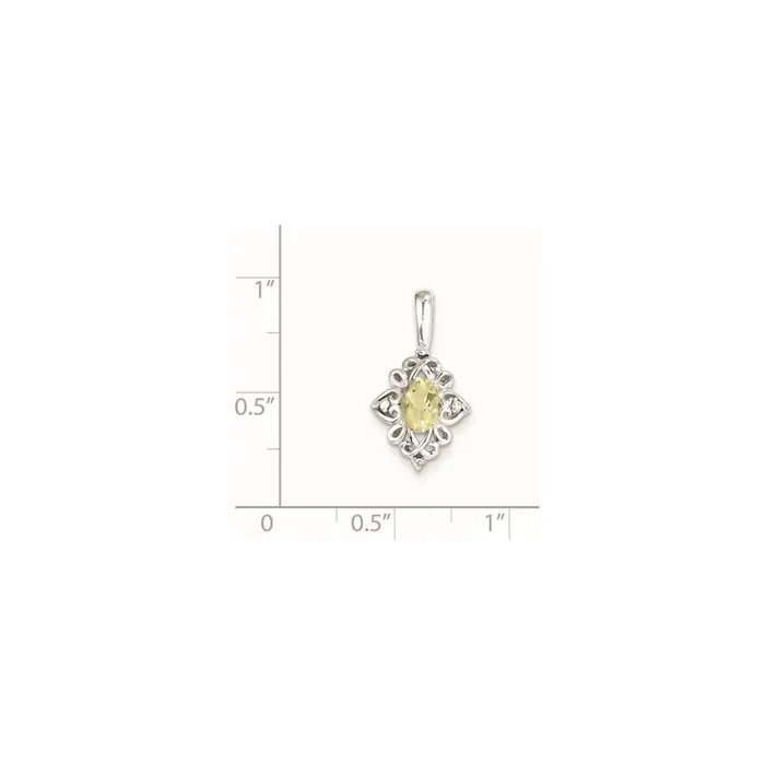 Necklaces Sterling Silver Lemon Quartz Diamond Pendant Goldia