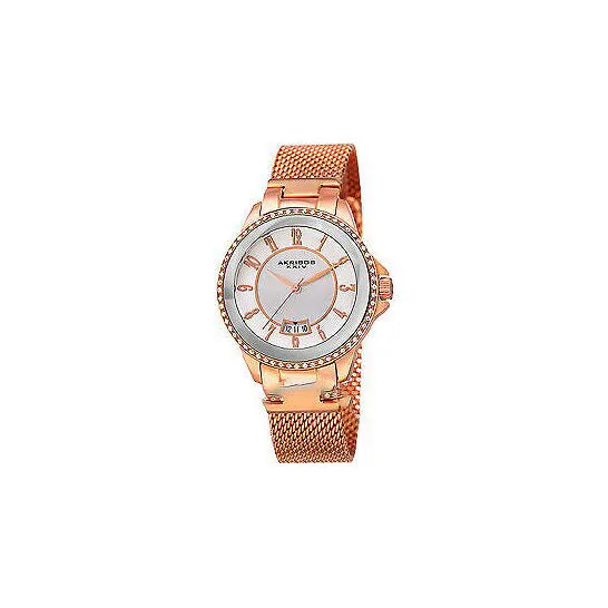 Original Akribos XXIV Ador Silver Dial Rose Goldtone Ladies Watch AK840RG JMS always Rings Original Akribos XXIV Ador Silver Dial Rose Goldtone Ladies Watch AK840RG JMS always Rings