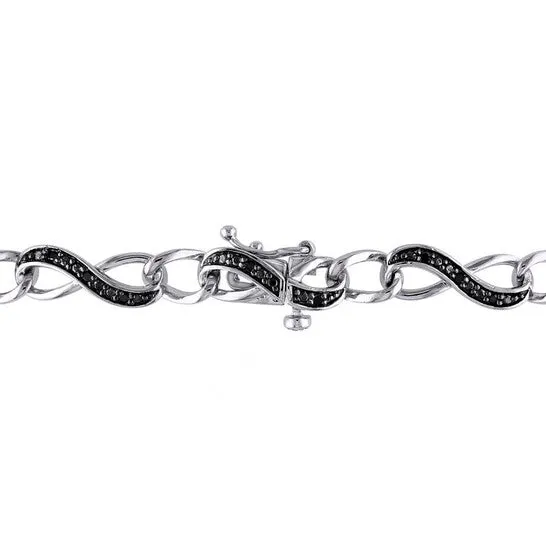 Original AMOUR 14 CT TW Black Diamond Infinity Link Bracelet In Sterling Silver with Black Rhodium JMS always Bracelets Original AMOUR 14 CT TW Black Diamond Infinity Link Bracelet In Sterling Silver with Black Rhodium JMS always Bracelets