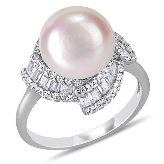 Original Amour 105 0 11 MM Cultured Freshwater Pearl and 1 110 Cubic Zirconia Geometric Ring in Sterling Silver JMS always Rings Original Amour 105 0 11 MM Cultured Freshwater Pearl and 1 110 Cubic Zirconia Geometric Ring in Sterling Silver JMS always Rings