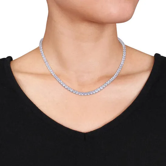 Original AMOUR 46 13 CT TGW Cubic Zirconia Tennis Necklace In Sterling Silver JMS always Necklaces Original AMOUR 46 13 CT TGW Cubic Zirconia Tennis Necklace In Sterling Silver JMS always Necklaces