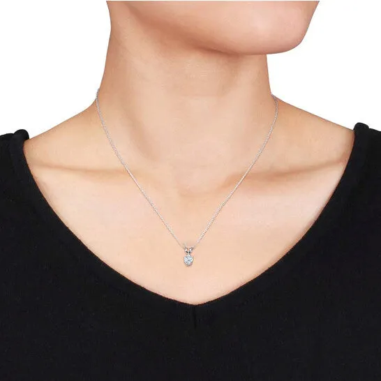 Original AMOUR Diamond and Aquamarine Heart Shaped Pendant with Chain In 10K White Gold JMS always Necklaces Original AMOUR Diamond and Aquamarine Heart Shaped Pendant with Chain In 10K White Gold JMS always Necklaces