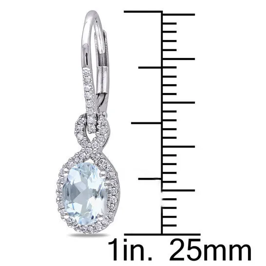 Original AMOUR Oval Aquamarine and 14 CT TW Diamond Leverback Earrings In 10K White Gold JMS always Earrings Original AMOUR Oval Aquamarine and 14 CT TW Diamond Leverback Earrings In 10K White Gold JMS always Earrings