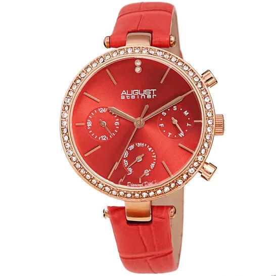 Original August Steiner Quartz Diamond Red Dial Ladies Watch AS8288RD JMS always Watches Original August Steiner Quartz Diamond Red Dial Ladies Watch AS8288RD JMS always Watches