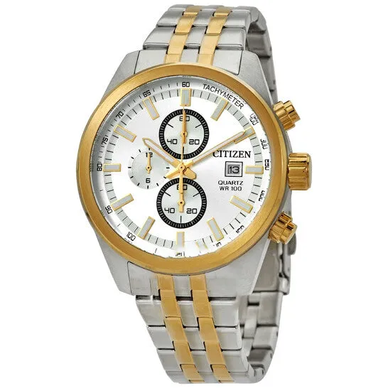 Original Citizen Chronograph Quartz Silver Dial Twotone Mens Watch AN362451A JMS always Rings Original Citizen Chronograph Quartz Silver Dial Twotone Mens Watch AN362451A JMS always Rings