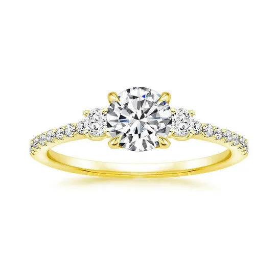 Original DiamondMuse 240 cttw Round Swarovski Diamond Three Stone Engagement Ring in Yellow Gold Plated Sterling Silver JMS always Rings Original DiamondMuse 240 cttw Round Swarovski Diamond Three Stone Engagement Ring in Yellow Gold Plated Sterling Silver JMS always Rings