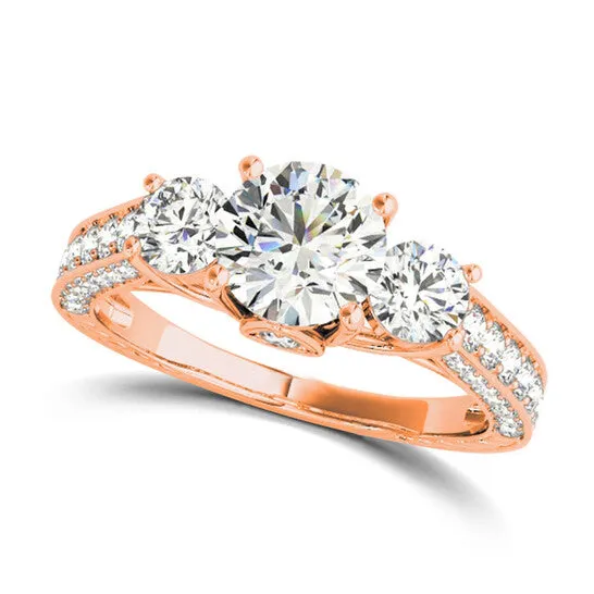 Original DiamondMuse 288 cttw Rose Gold Plated Over Sterling Silver Round Swarovski Three Stone Diamond Bridal Set JMS always Rings Original DiamondMuse 288 cttw Rose Gold Plated Over Sterling Silver Round Swarovski Three Stone Diamond Bridal Set JMS always Rings
