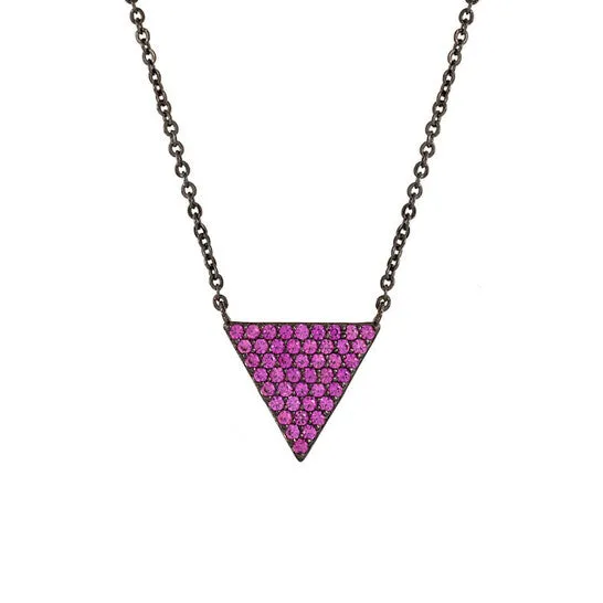 Original Elegant Confetti Womens 18K Black Gold Plated Pink CZ Simulated Diamond Pave Triangle Pendant Necklace JMS always Necklaces Original Elegant Confetti Womens 18K Black Gold Plated Pink CZ Simulated Diamond Pave Triangle Pendant Necklace JMS always Necklaces
