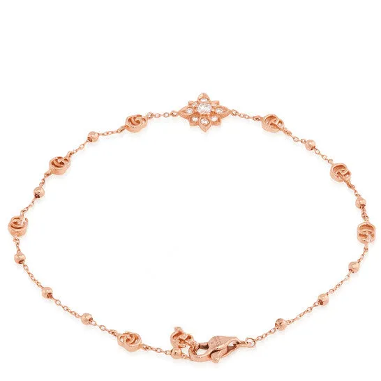 Original Gucci Flora Rose Gold Station Bracelet with Diamonds 017ct JMS always Bracelets Original Gucci Flora Rose Gold Station Bracelet with Diamonds 017ct JMS always Bracelets