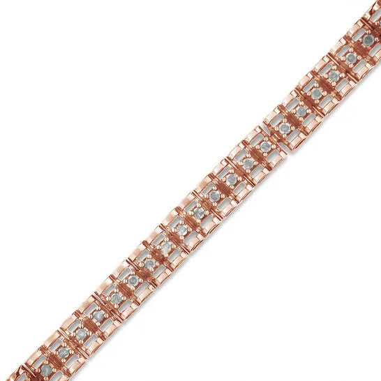Original Haus of Brilliance 10K Rose Gold Plated 925 Sterling Silver 20 Cttw Diamond DoubleLink 7 Tennis Bracelet IJ Color I3 Clarity JMS always Bracelets