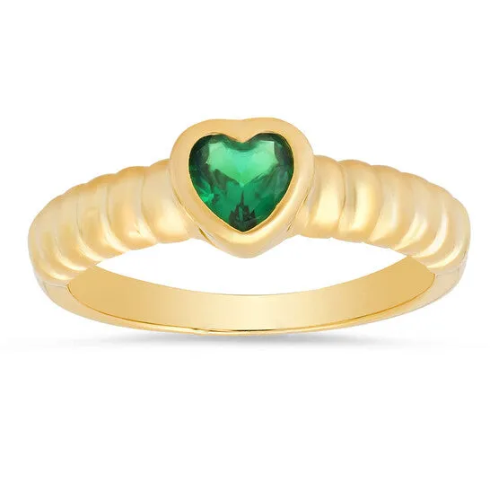 Original Kylie Harper 14k Yellow Gold Over Silver Bezelset Heart Emerald CZ Ring JMS always Rings Original Kylie Harper 14k Yellow Gold Over Silver Bezelset Heart Emerald CZ Ring JMS always Rings
