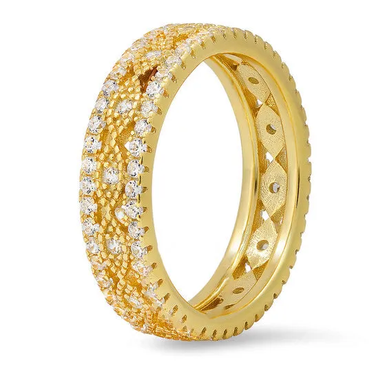Original Kylie Harper Gold Over Silver Vintage Cubic Zirconia CZ Eternity Band Ring JMS always Rings Original Kylie Harper Gold Over Silver Vintage Cubic Zirconia CZ Eternity Band Ring JMS always Rings