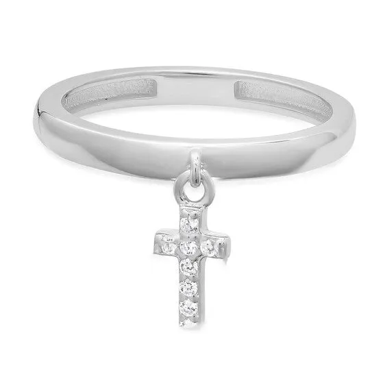 Original Kylie Harper Sterling Silver Dangling Petite Cross CZ Ring JMS always Rings Original Kylie Harper Sterling Silver Dangling Petite Cross CZ Ring JMS always Rings