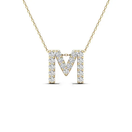 Original Maulijewels 017 Carat Natural Diamond Initial M Dangle Pendant Necklace In 14K Yellow Gold With 18 Cable Chain JMS always Necklaces Original Maulijewels 017 Carat Natural Diamond Initial M Dangle Pendant Necklace In 14K Yellow Gold With 18 Cable Chain JMS always Necklaces