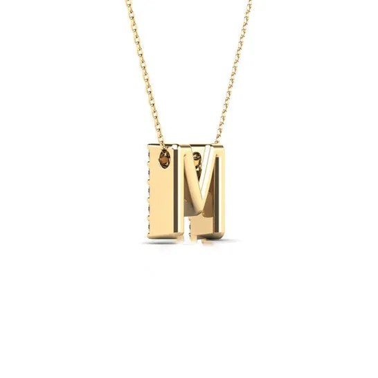 Original Maulijewels 017 Carat Natural Diamond Initial M Dangle Pendant Necklace In 14K Yellow Gold With 18 Cable Chain JMS always Necklaces Original Maulijewels 017 Carat Natural Diamond Initial M Dangle Pendant Necklace In 14K Yellow Gold With 18 Cable Chain JMS always Necklaces