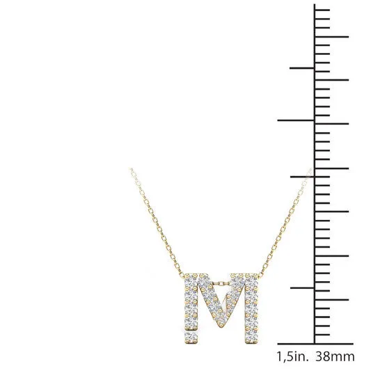 Original Maulijewels 017 Carat Natural Diamond Initial M Dangle Pendant Necklace In 14K Yellow Gold With 18 Cable Chain JMS always Necklaces Original Maulijewels 017 Carat Natural Diamond Initial M Dangle Pendant Necklace In 14K Yellow Gold With 18 Cable Chain JMS always Necklaces
