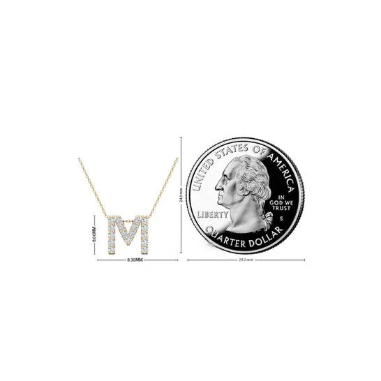 Original Maulijewels 017 Carat Natural Diamond Initial M Dangle Pendant Necklace In 14K Yellow Gold With 18 Cable Chain JMS always Necklaces Original Maulijewels 017 Carat Natural Diamond Initial M Dangle Pendant Necklace In 14K Yellow Gold With 18 Cable Chain JMS always Necklaces