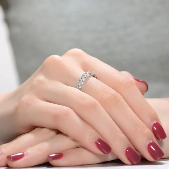 Original Megan Walford Sterling Silver Round Cubic Zirconia Curved Eternity Ring JMS always Rings Original Megan Walford Sterling Silver Round Cubic Zirconia Curved Eternity Ring JMS always Rings