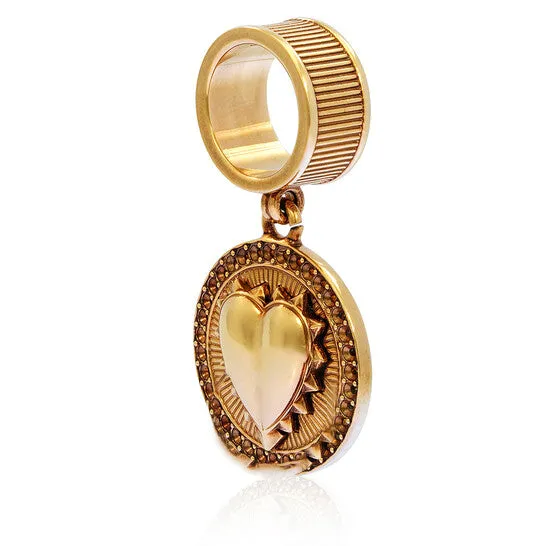 Original Roberto Cavalli Ladies Antique Gold Tone Heart Pendant Ring JMS always Rings Original Roberto Cavalli Ladies Antique Gold Tone Heart Pendant Ring JMS always Rings