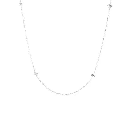 Original Roberto Coin 18K White Gold 020Ct Diamond Love by The Yard 4 Station Necklace 7773318Aw23x JMS always Necklaces Original Roberto Coin 18K White Gold 020Ct Diamond Love by The Yard 4 Station Necklace 7773318Aw23x JMS always Necklaces