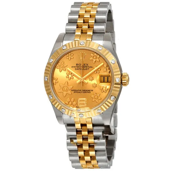 Original Rolex Datejust 31 Champagne Floral Dial Automatic Ladies Steel and 18 kt Gold Jubilee Watch 178313CFJ JMS always Watches Original Rolex Datejust 31 Champagne Floral Dial Automatic Ladies Steel and 18 kt Gold Jubilee Watch 178313CFJ JMS always Watches