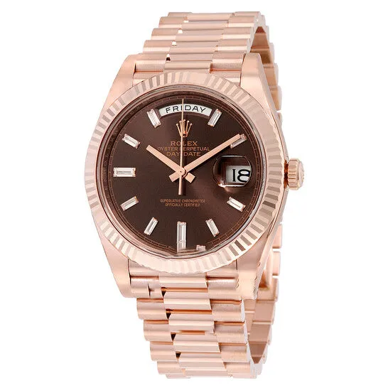Original Rolex DayDate 40 Chocolate Dial 18K Everose Gold President Automatic Mens Watch 228235CHDP JMS always PreStyled Sets Original Rolex DayDate 40 Chocolate Dial 18K Everose Gold President Automatic Mens Watch 228235CHDP JMS always PreStyled Sets